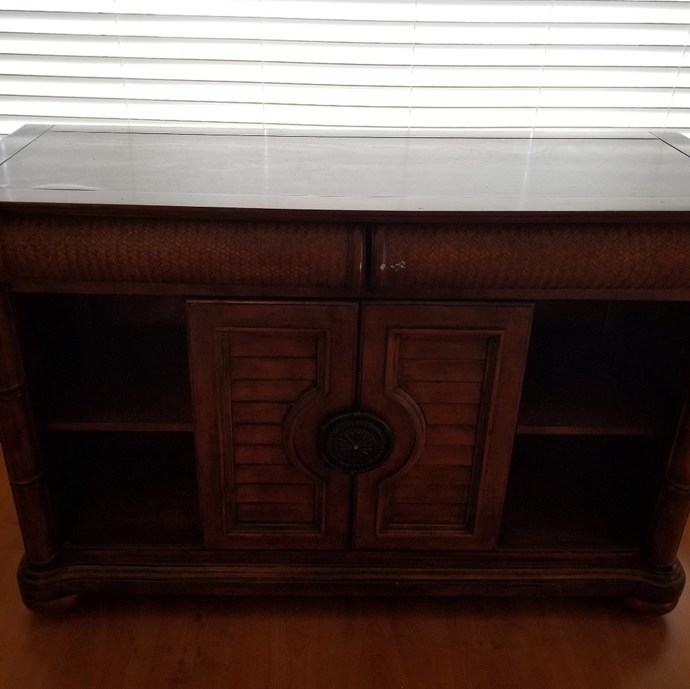 Dark Pine Buffet with wine holder ATTACHED